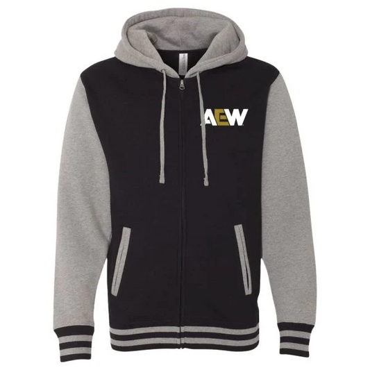 AEW Logo Varsity Full Zip Hoodie Hoodies PW Catalog