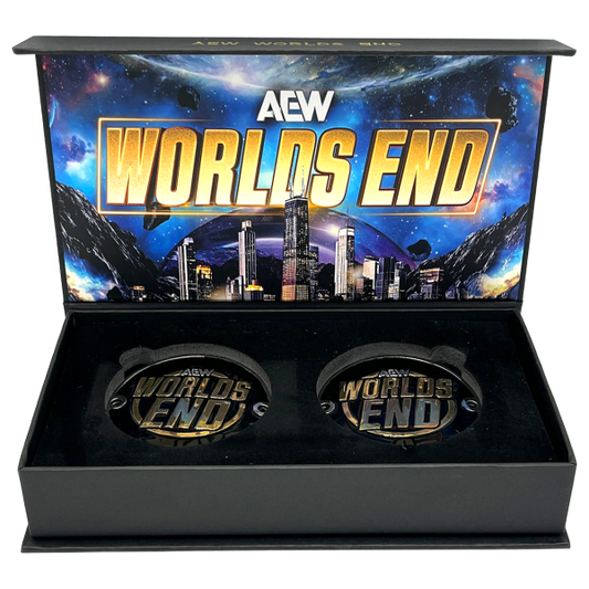 AEW Worlds End 2025 Commemorative Championship Replica Side Plate Box Set PW Catalog