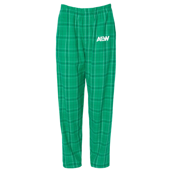 AEW Logo Embroidered Flannel Pajama Pants Kelly Green Shorts PW Catalog