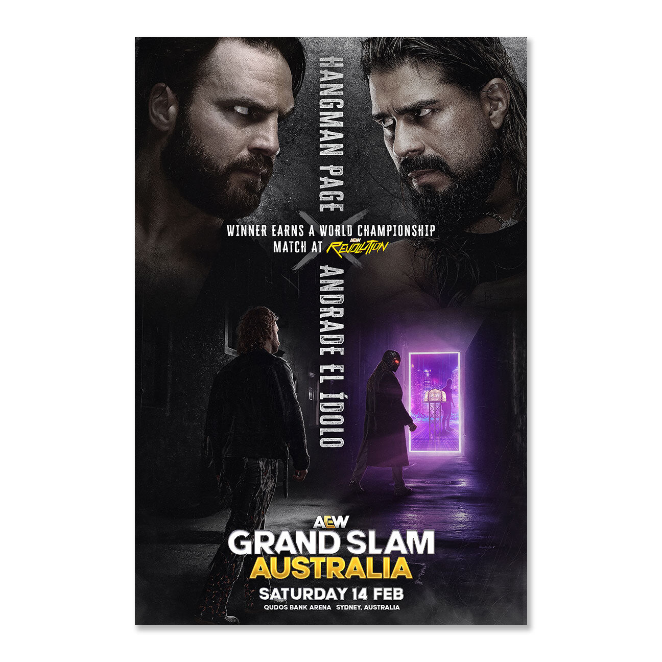 Matchup Monday Hangman Adam Page vs. Andrade El Idolo AEW Grand Slam Australia 02-14-2026 LIMITED Art Print (Hand-Numbered 1-50) Poster PW Catalog