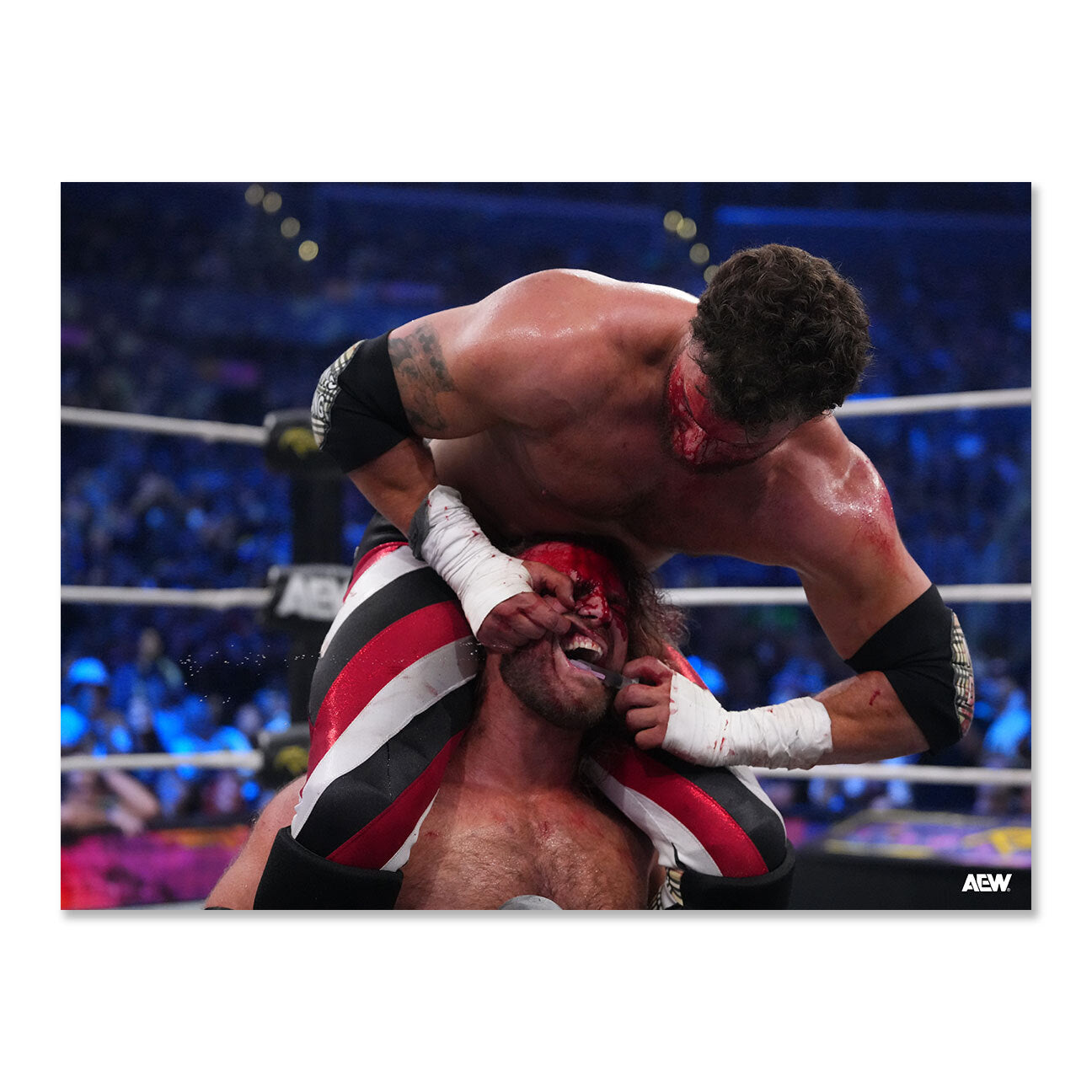 MJF Brutalizes Hangman Adam Page AEW Revolution 2026 Memorable Moments Art Print By Lee South art prints PW Catalog
