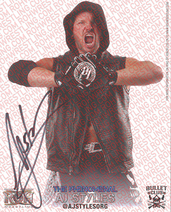 AJ STYLES P1 GLOVES AUTOGRAPHED 8X10