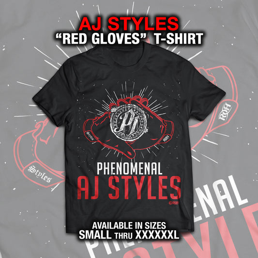 AJ STYLES P1 GLOVES RED T-SHIRT T-Shirt PW Catalog