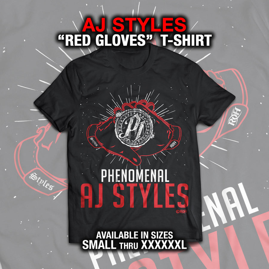 AJ STYLES P1 GLOVES RED T-SHIRT