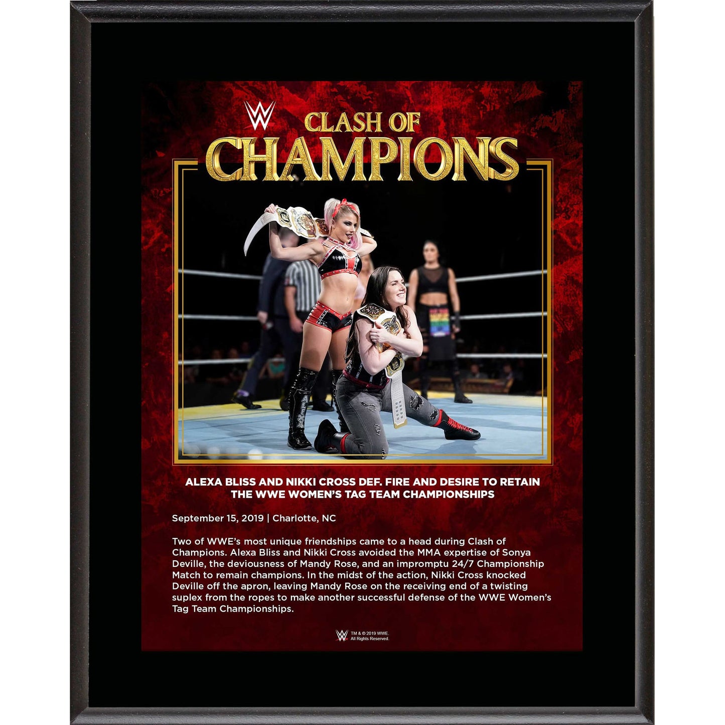 Alexa Bliss & Nikki Cross Framed 10.5" x 13" 2019 Clash of Champions Sublimated Plaque