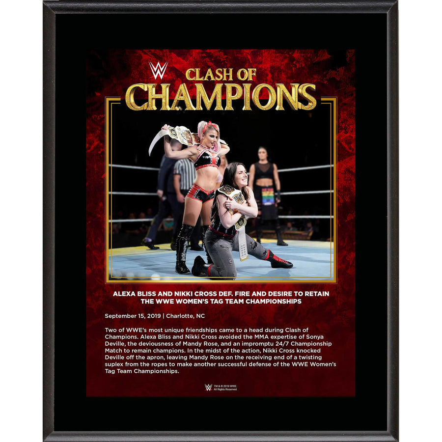 Alexa Bliss & Nikki Cross Framed 10.5" x 13" 2019 Clash of Champions Sublimated Plaque