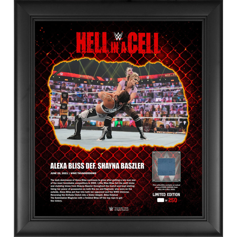 Alexa Bliss Framed 15" x 17" 2021 Hell In A Cell Collage with a Piece of Match-Used Canvas - Limited Edition of 250