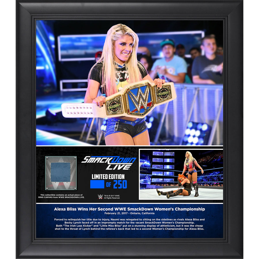 Alexa Bliss Framed 15'' x 17'' February 21 2017 SmackDown Live Collage with a Piece of Match-Used Canvas - Limited Edition of 250