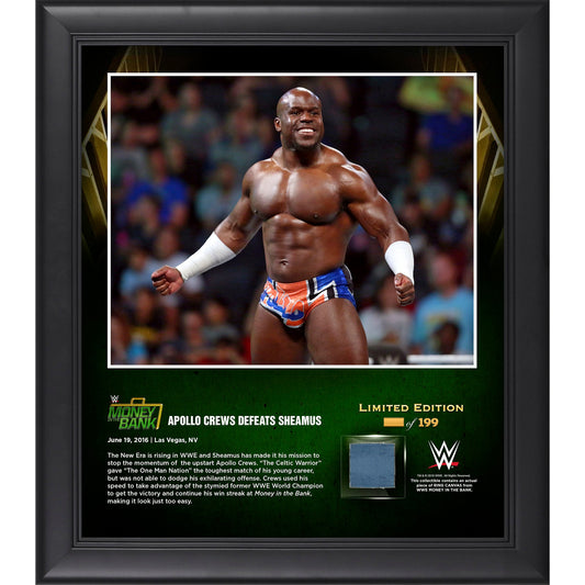 Apollo Crews Framed 15'' x 17'' 2016 Money In The Bank Collage with a Piece of Match-Used Canvas - Limited Edition of 199