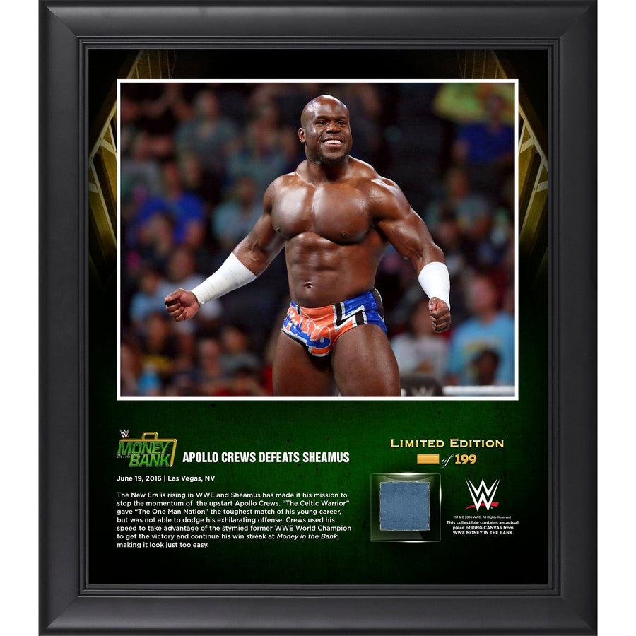 Apollo Crews Framed 15'' x 17'' 2016 Money In The Bank Collage with a Piece of Match-Used Canvas - Limited Edition of 199