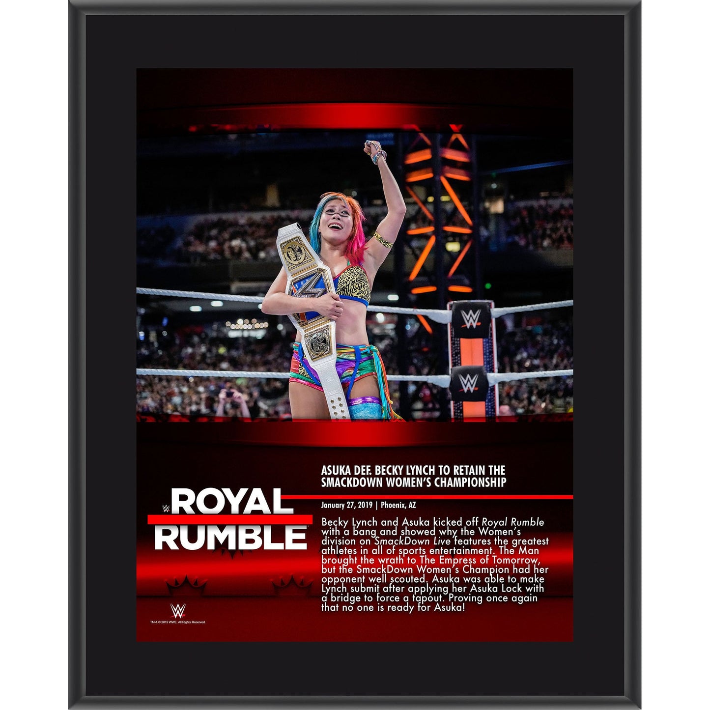 Asuka Framed 10.5" x 13" 2019 Royal Rumble Sublimated Plaque