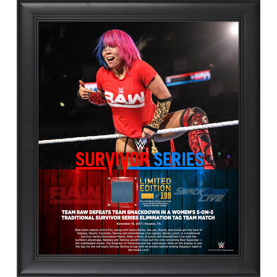 Asuka Framed 15" x 17" 2017 Survivor Series Collage with a Piece of Match-Used Canvas - Limited Edition of 199 Photo PWcatalog