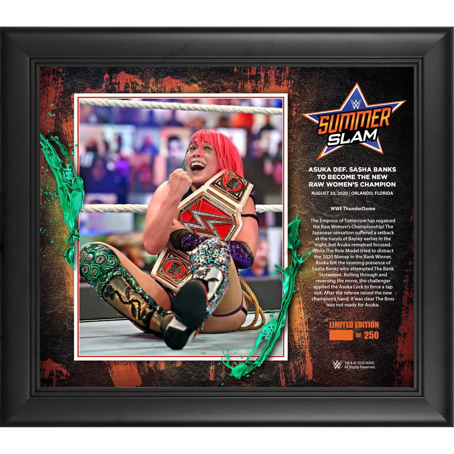 Asuka Framed 15" x 17" 2020 SummerSlam Collage - Limited Edition of 250