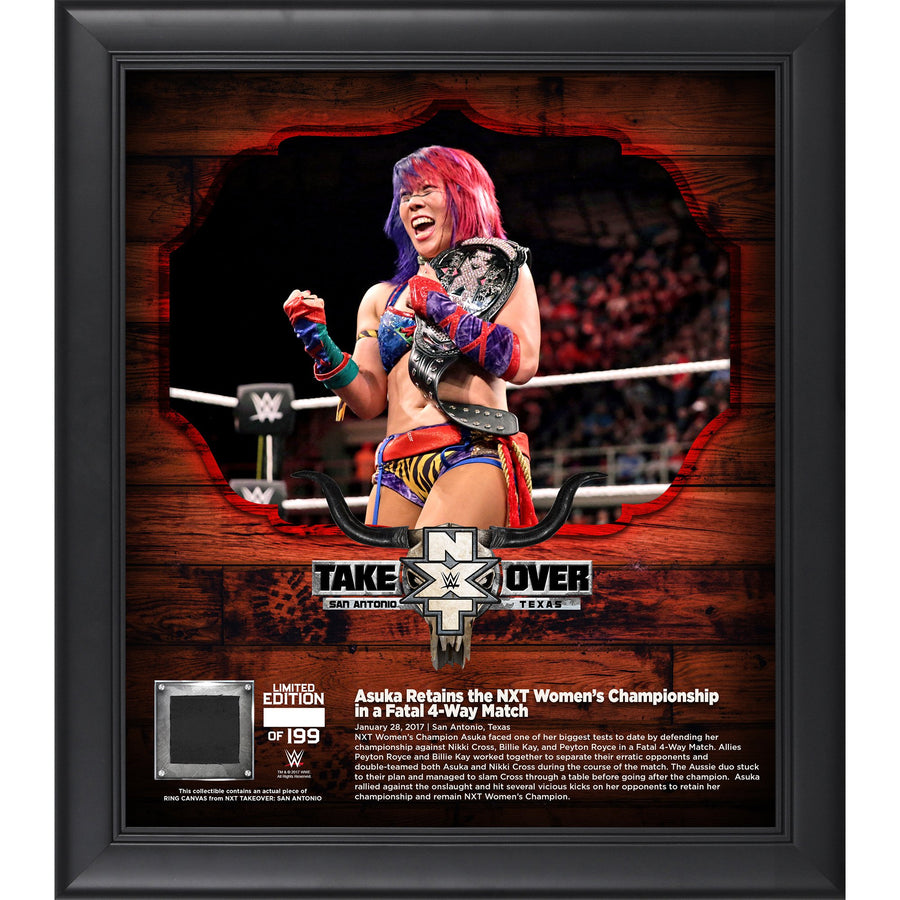 Asuka Framed 15" x 17" NXT TakeOver: San Antonio Collage with a Piece of Match-Used Canvas - Limited Edition of 199 Photo PWcatalog