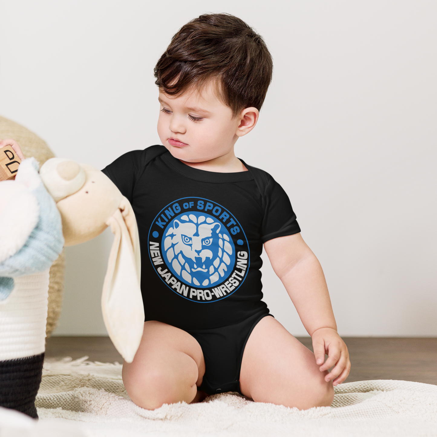 Lion Mark Baby short sleeve one piece (Blue&White) Other Clothing PW Catalog