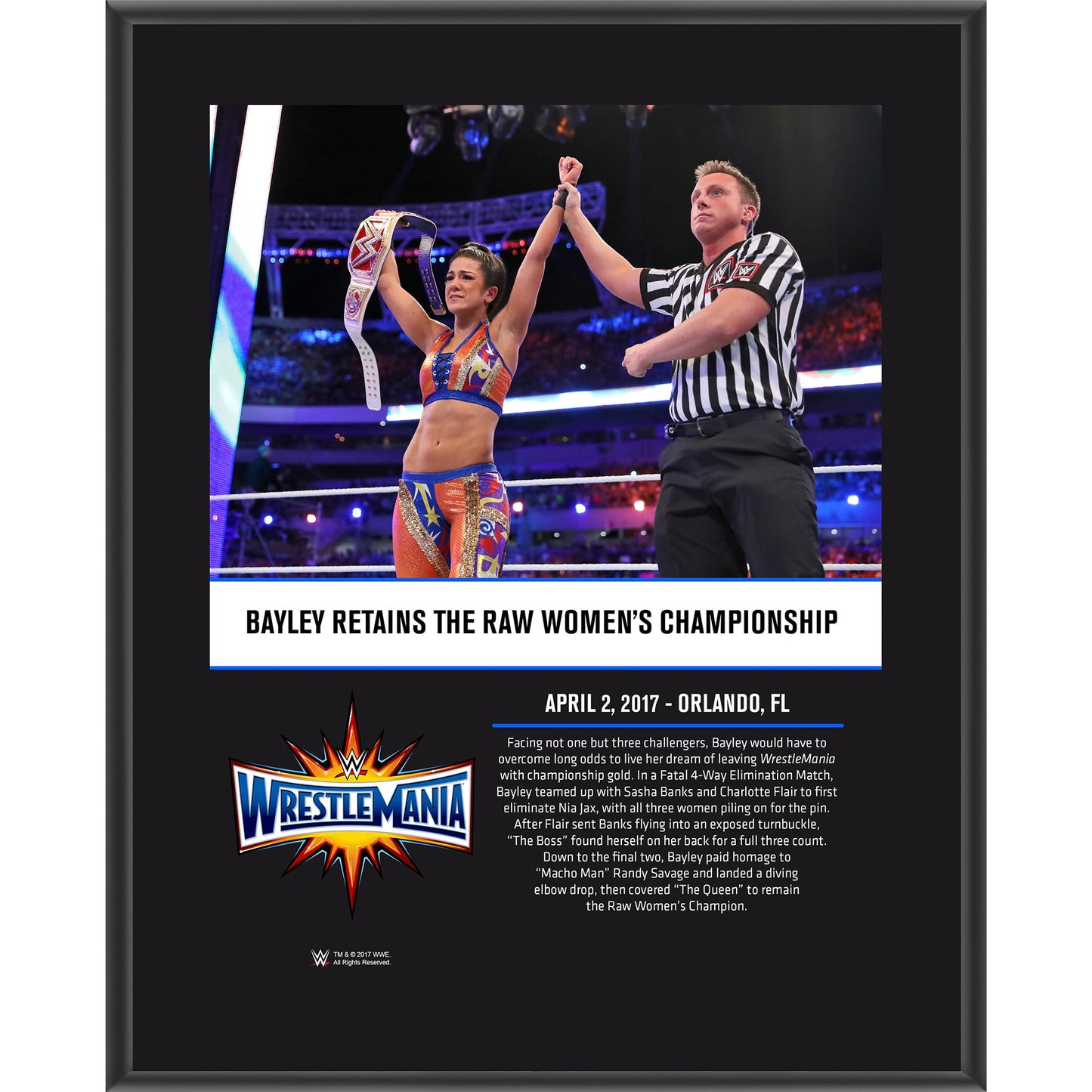 Bayley 10.5" x 13" WrestleMania 33 Sublimated Plaque