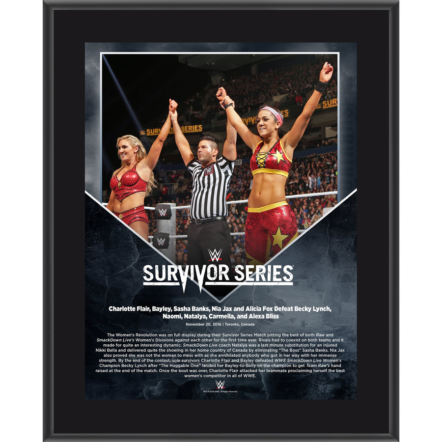 Bayley & Charlotte Flair 10.5" x 13" 2016 Survivor Series Sublimated Plaque