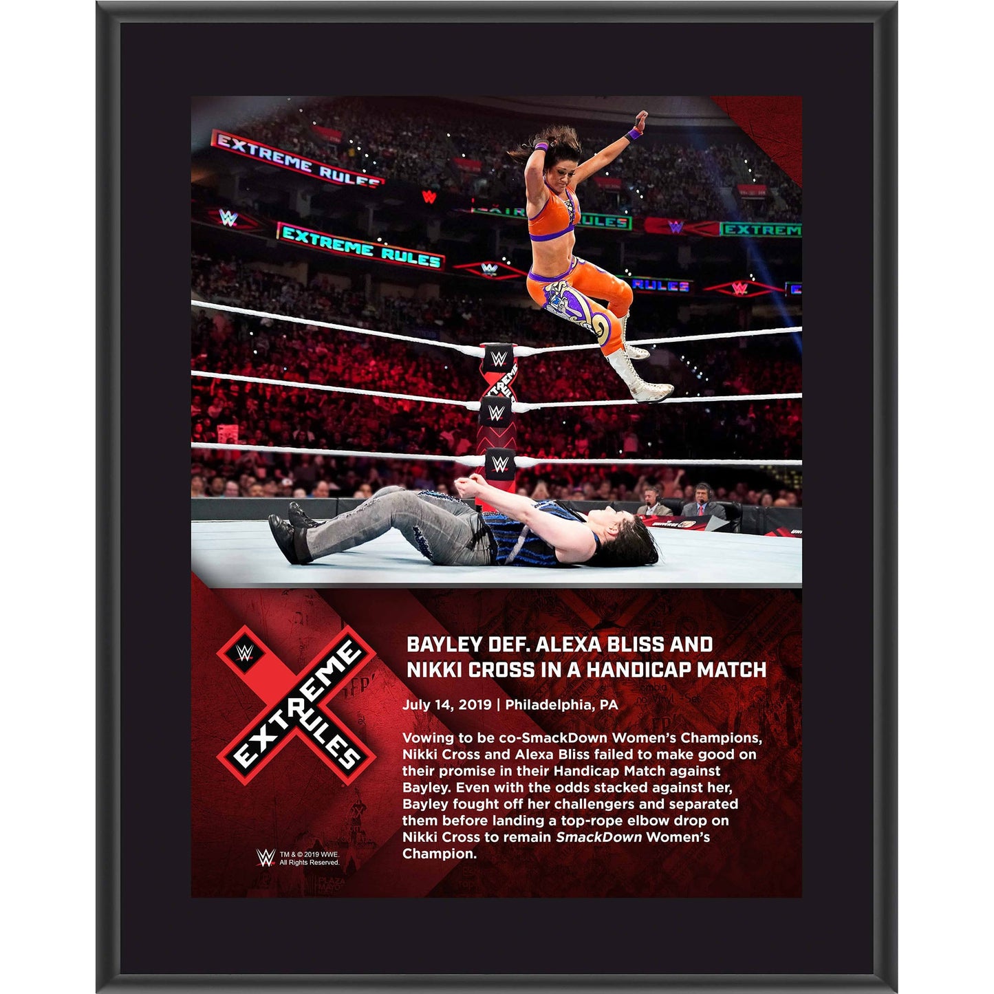 Bayley Framed 10.5" x 13" 2019 Extreme Rules Sublimated Plaque