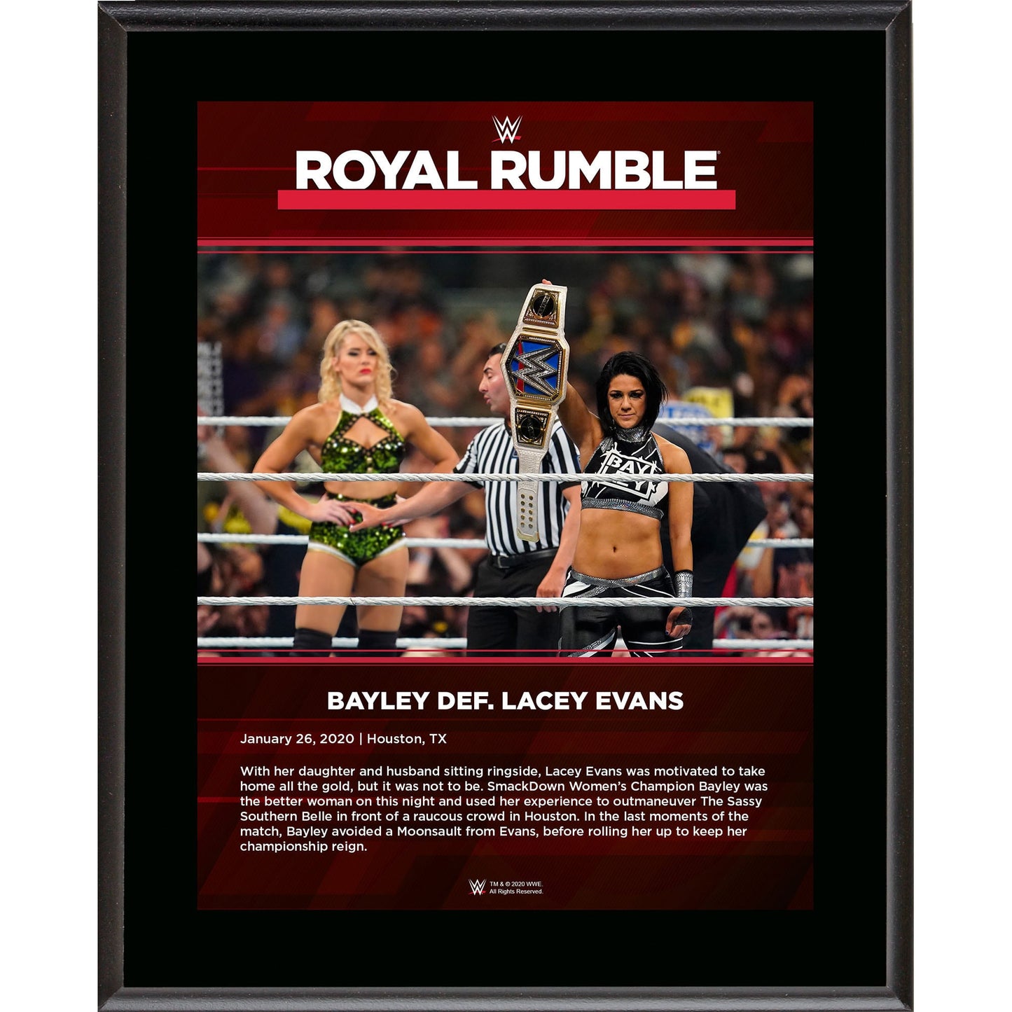 Bayley Framed 10.5" x 13" 2020 Royal Rumble Sublimated Plaque