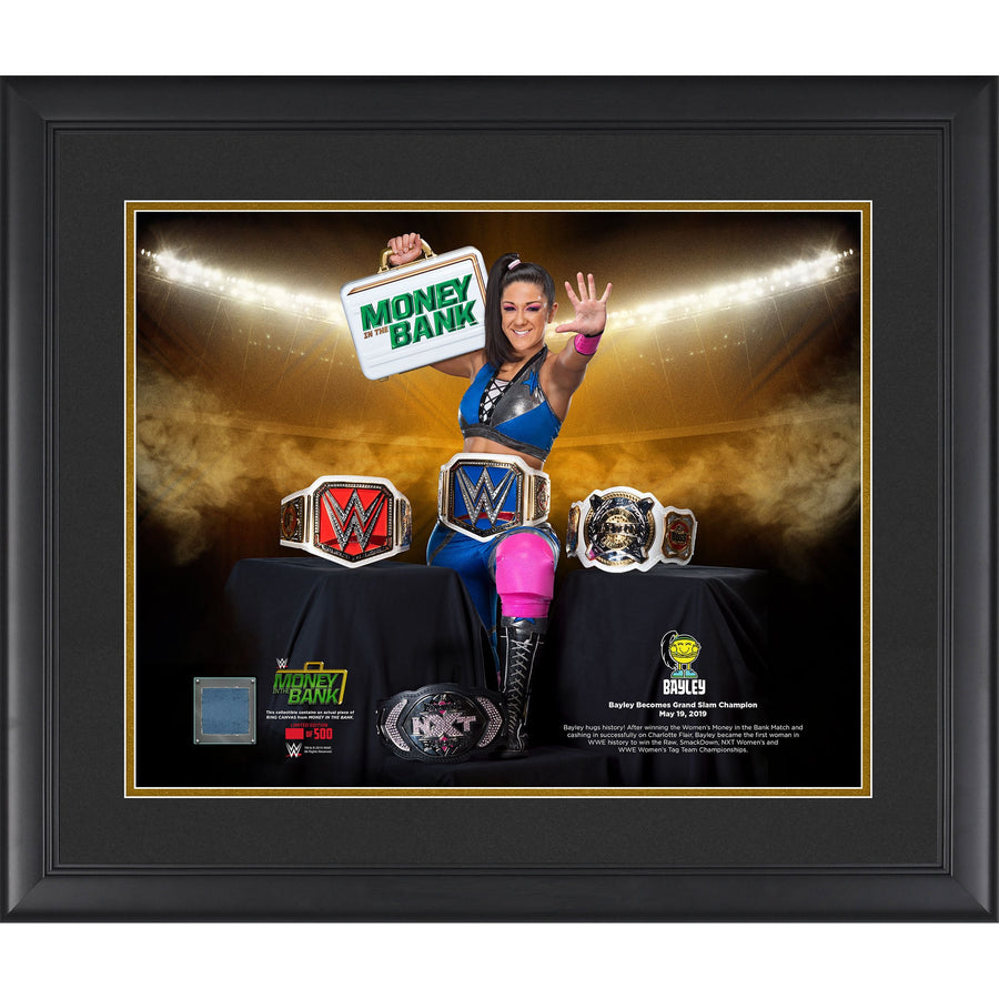 Bayley Framed 16" x 20" Grand Slam Champion Collage with a Piece of Match-Used Canvas - Limited Edition of 500
