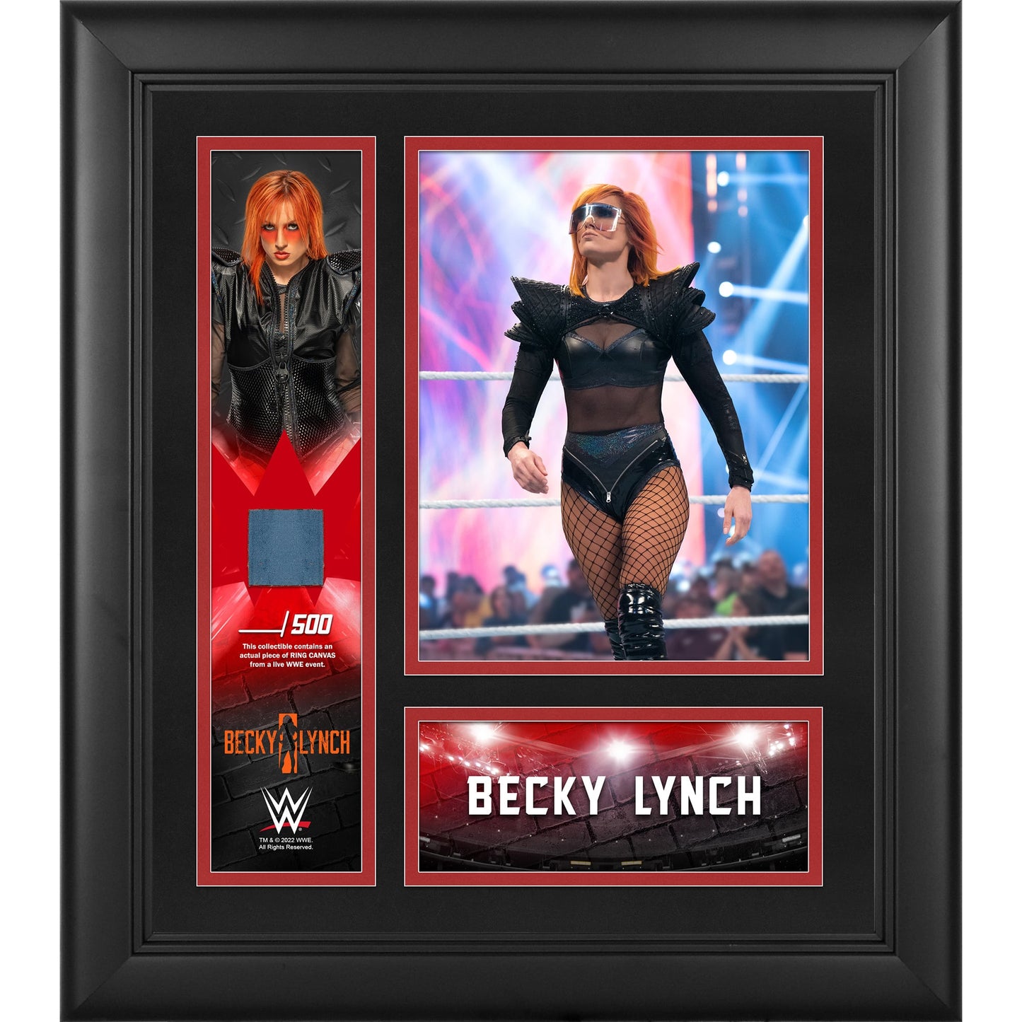 Becky Lynch Framed 15" x 17" Collage with a Piece of Match-Used Canvas - Limited Edition of 500