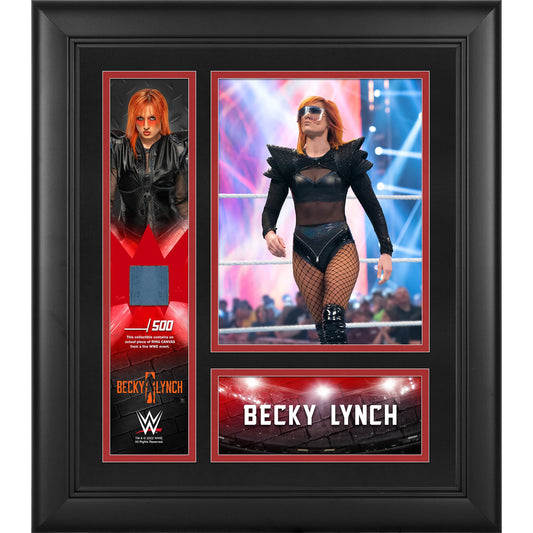 Becky Lynch Framed 15" x 17" Collage with a Piece of Match-Used Canvas - Limited Edition of 500