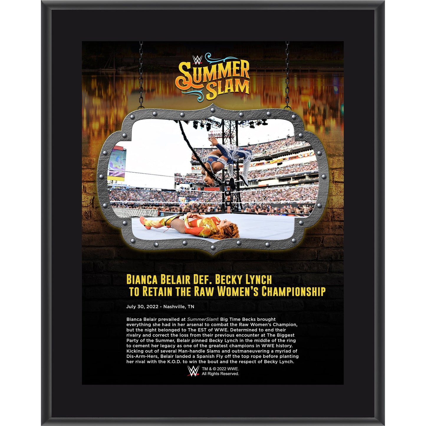 Bianca Belair 10.5" x 13" 2022 SummerSlam Sublimated Plaque