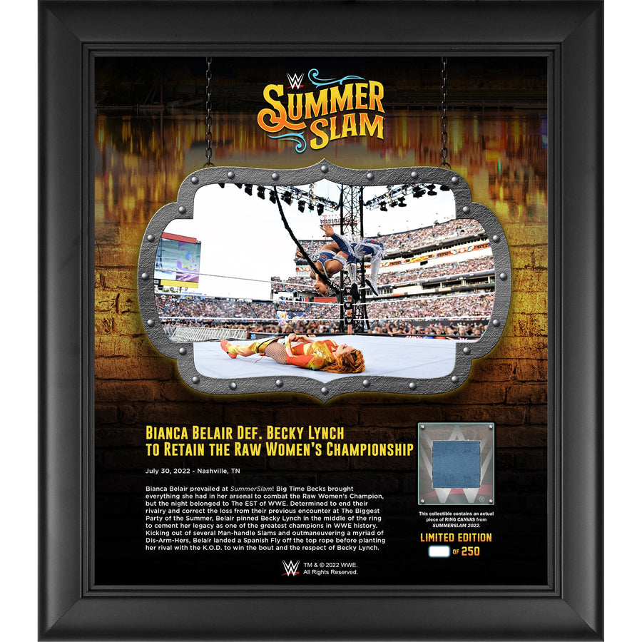Bianca Belair 15" x 17" 2022 SummerSlam Collage with a Piece of Match-Used Canvas - Limited Edition of 250