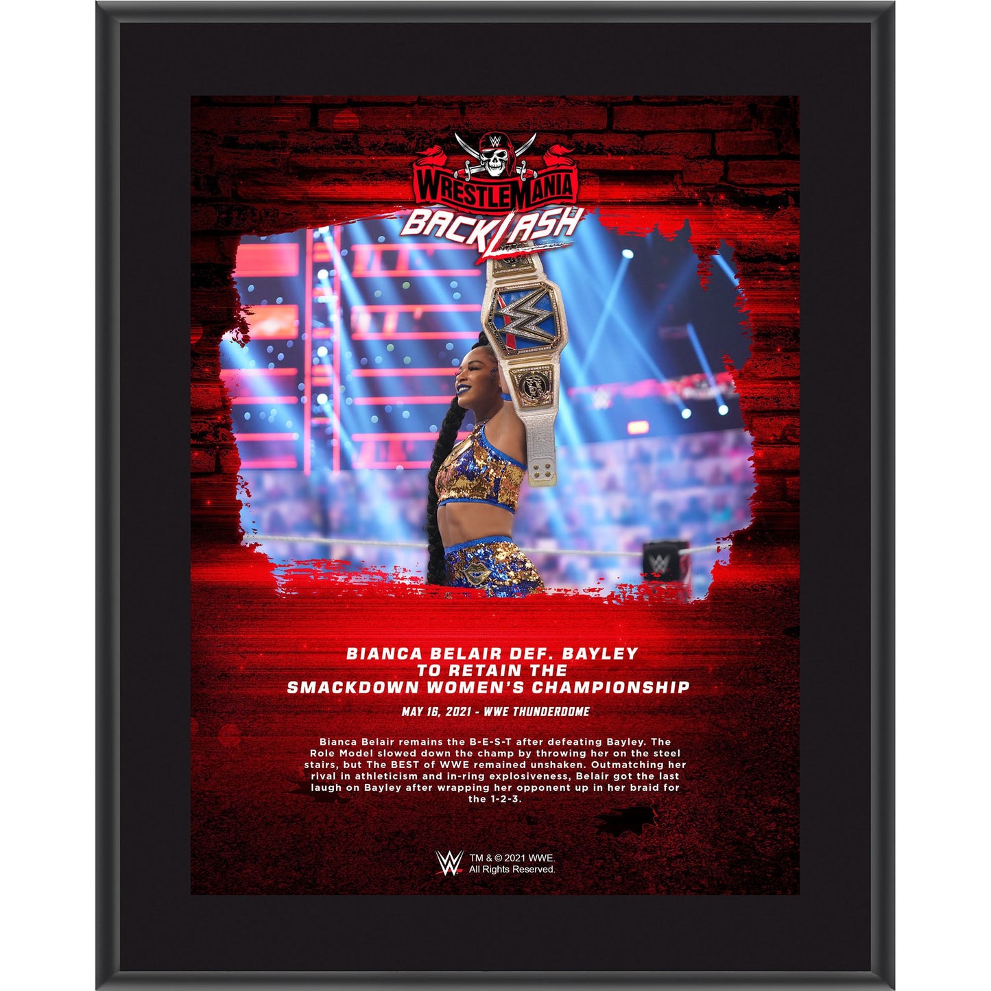 Bianca Belair Framed 10.5" x 13" 2021 WrestleMania Backlash Sublimated Plaque