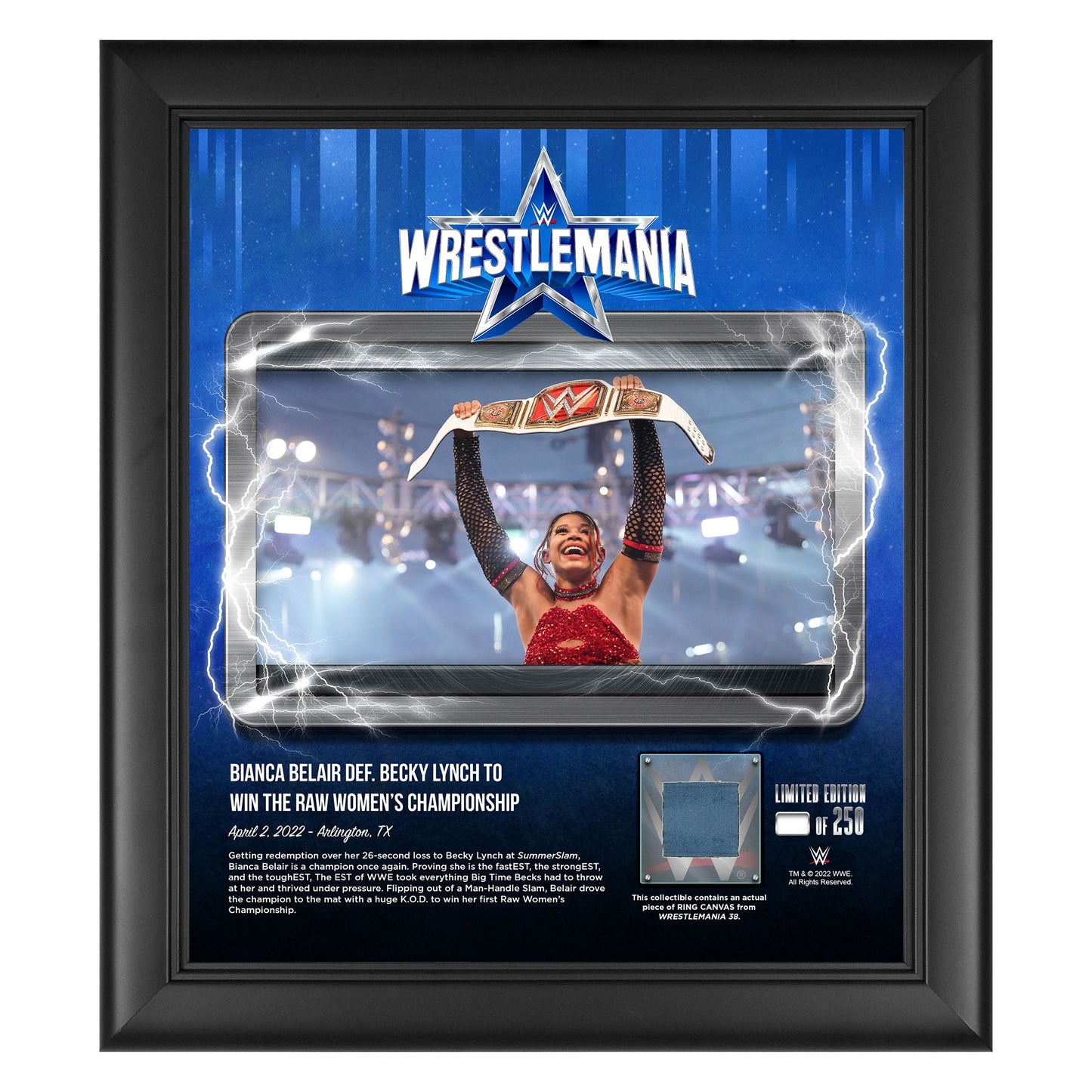 Bianca Belair WrestleMania 38 15x17 Commemorative Plaque