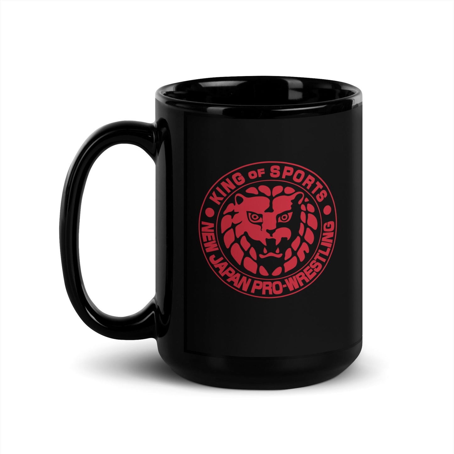 Lion Mark Red Logo Black Glossy Mug Mugs PW Catalog