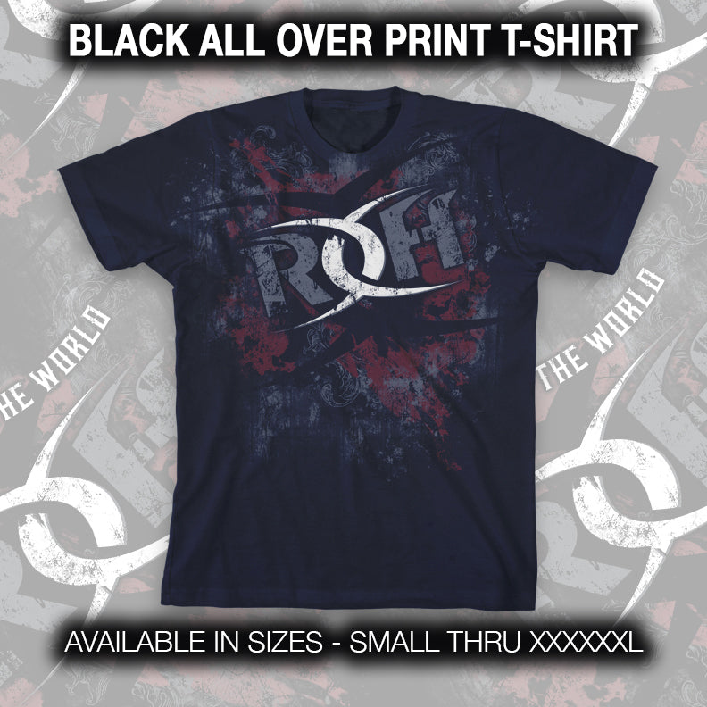 RING OF HONOR "ALL OVER PRINT" BLACK T-SHIRT