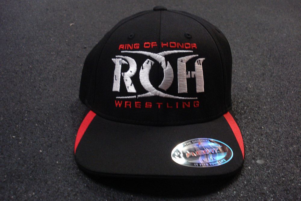 Ring of Honor New Logo Black Flex Fit Baseball Cap w/ Red Sweep