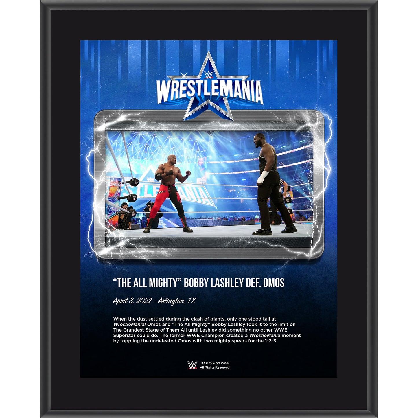 Bobby Lashley 10.5" x 13" WrestleMania 38 Night 2 Sublimated Plaque