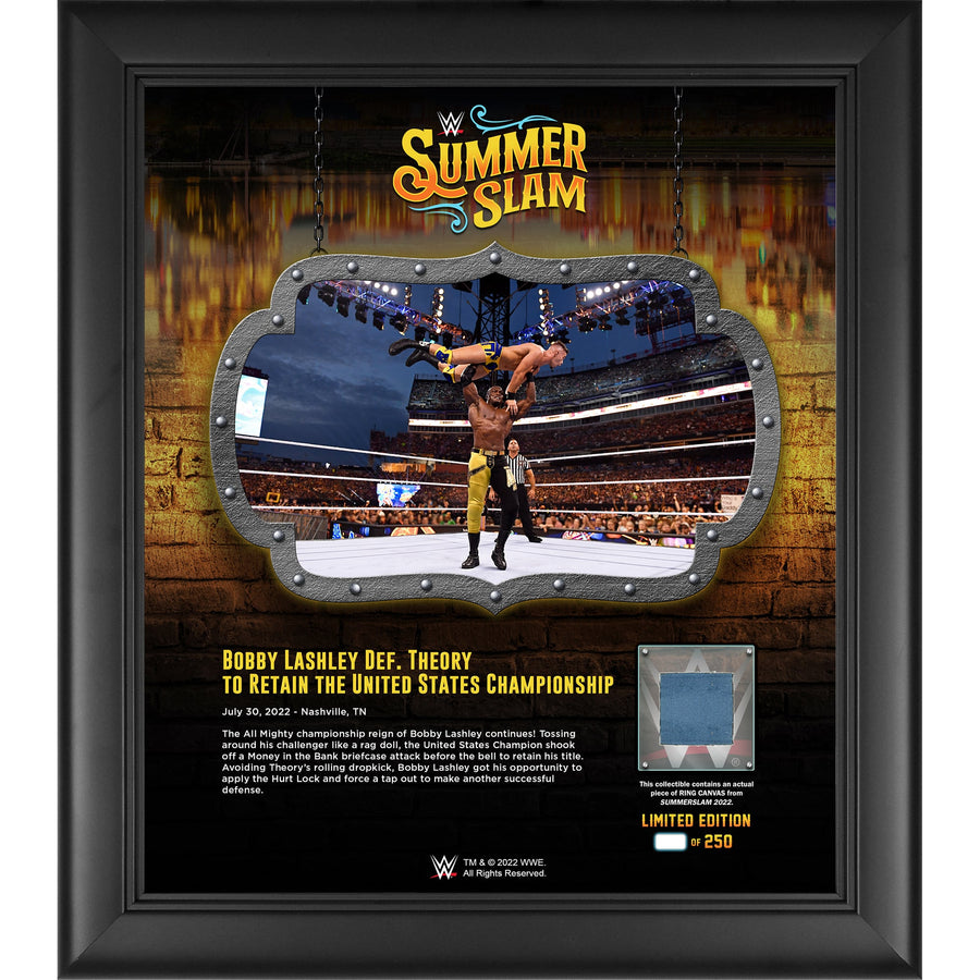 Bobby Lashley 15" x 17" 2022 SummerSlam Collage with a Piece of Match-Used Canvas - Limited Edition of 250