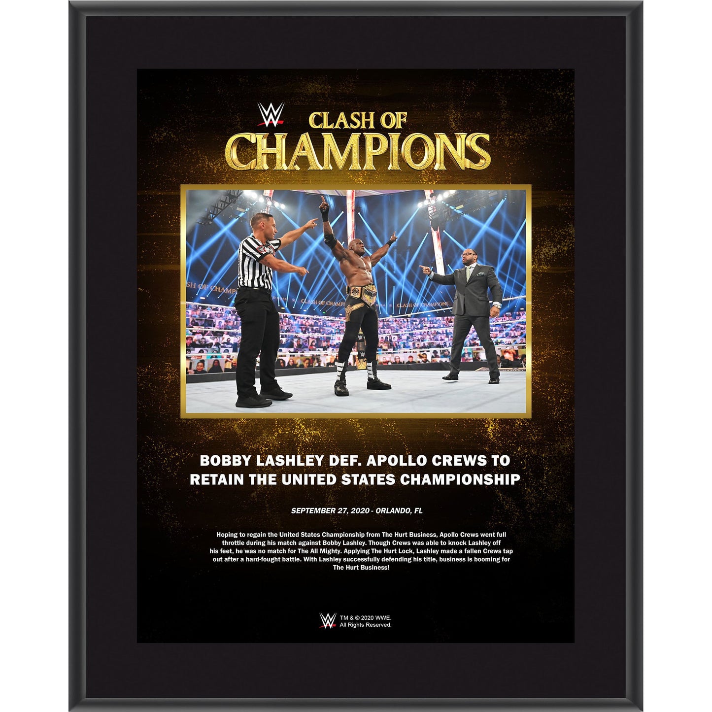 Bobby Lashley Framed 10.5" x 13" 2020 Clash of Champions Sublimated Plaque