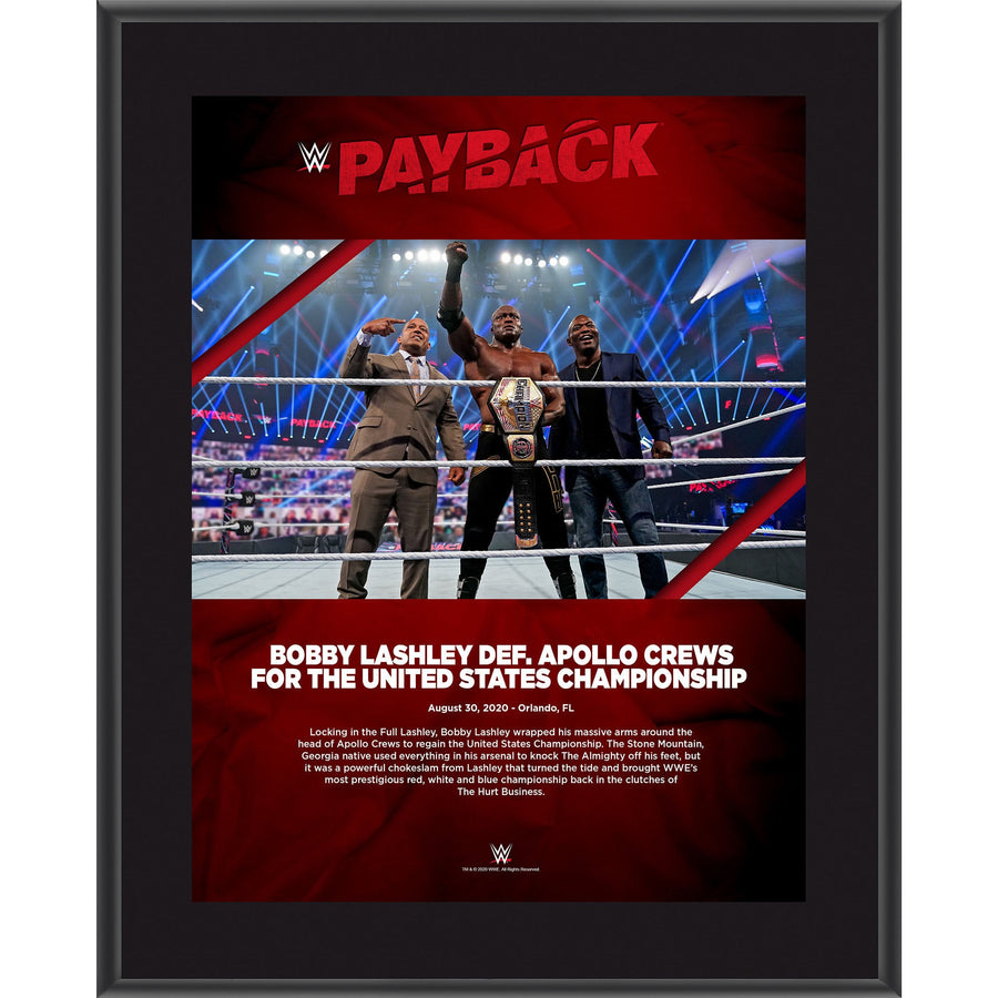 Bobby Lashley Framed 10.5" x 13" 2020 Payback Sublimated Plaque