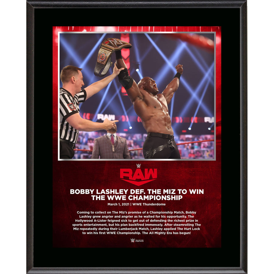 Bobby Lashley Framed 10.5" x 13" March 1 2021 Monday Night RAW Sublimated Plaque