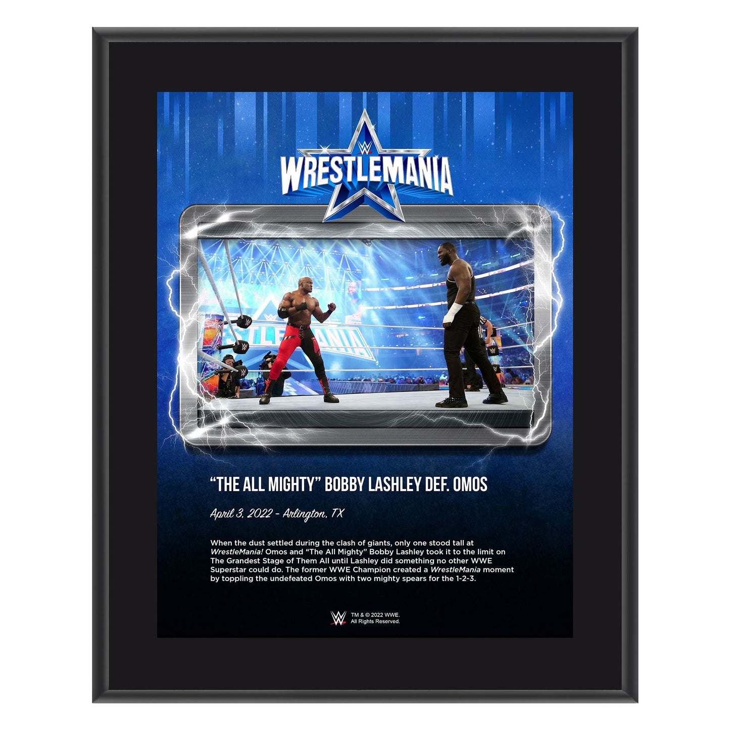 Bobby Lashley WrestleMania 38 10x13 Commemorative Plaque