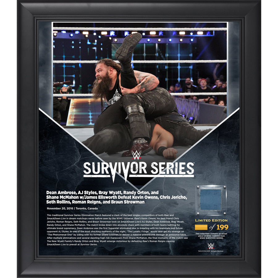 Bray Wyatt Framed 15" x 17" 2016 Survivor Series Collage with a Piece of Match-Used Canvas - Limited Edition of 199