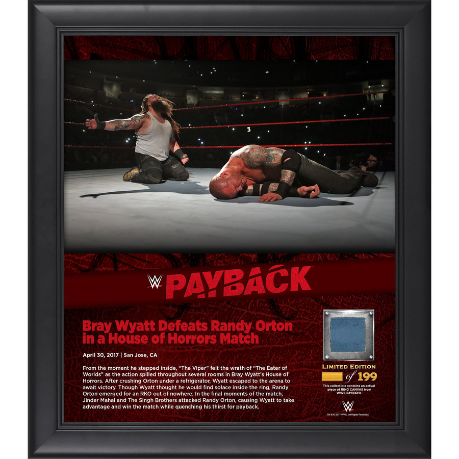 Bray Wyatt WWE 15" x 17" 2017 Payback Collage with a Piece of Match-Used Canvas - Limited Edition of 199