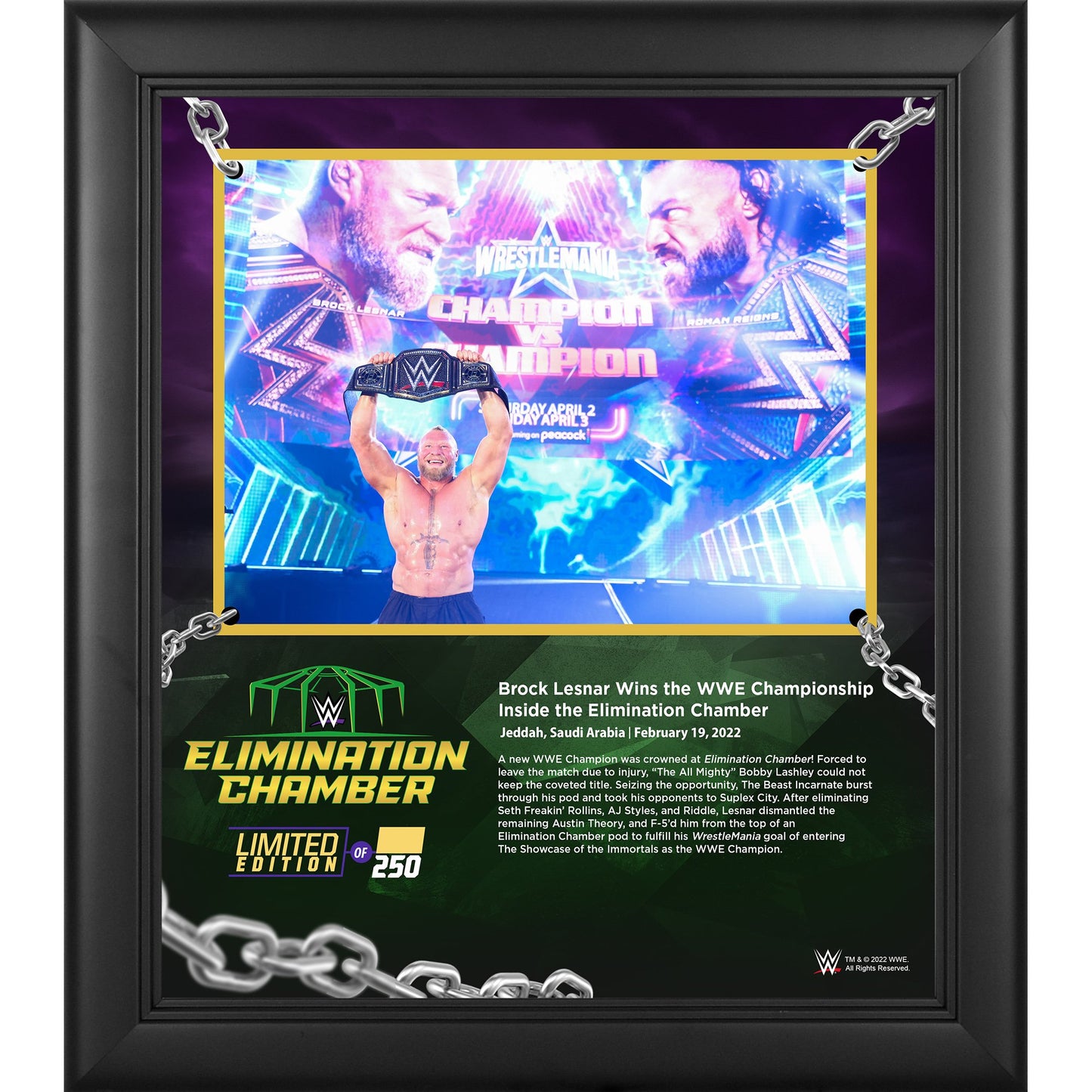 Brock Lesnar WWE Framed 15'' x 17'' 2022 Elimination Chamber Collage - Limited Edition of 250