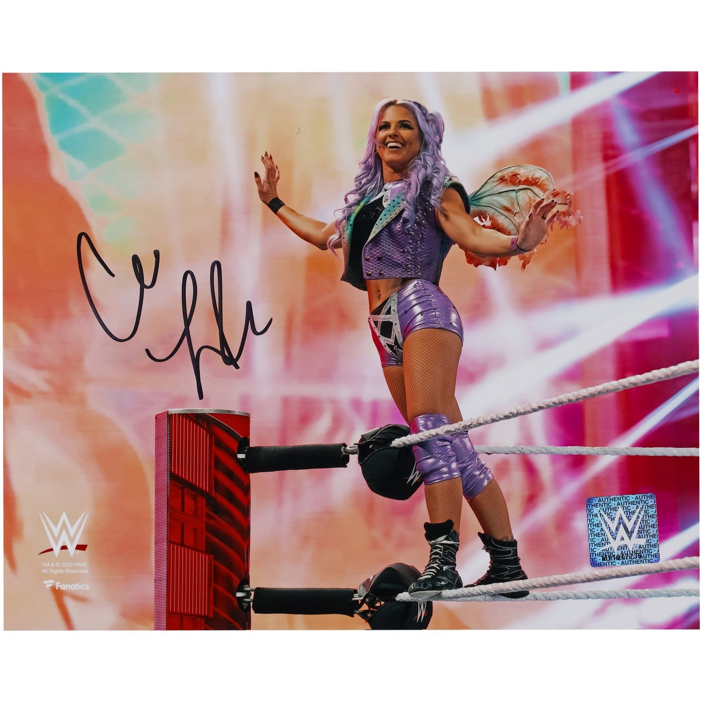 Candice LeRae WWE Autographed 8" x 10" Entrance on Ropes Photograph