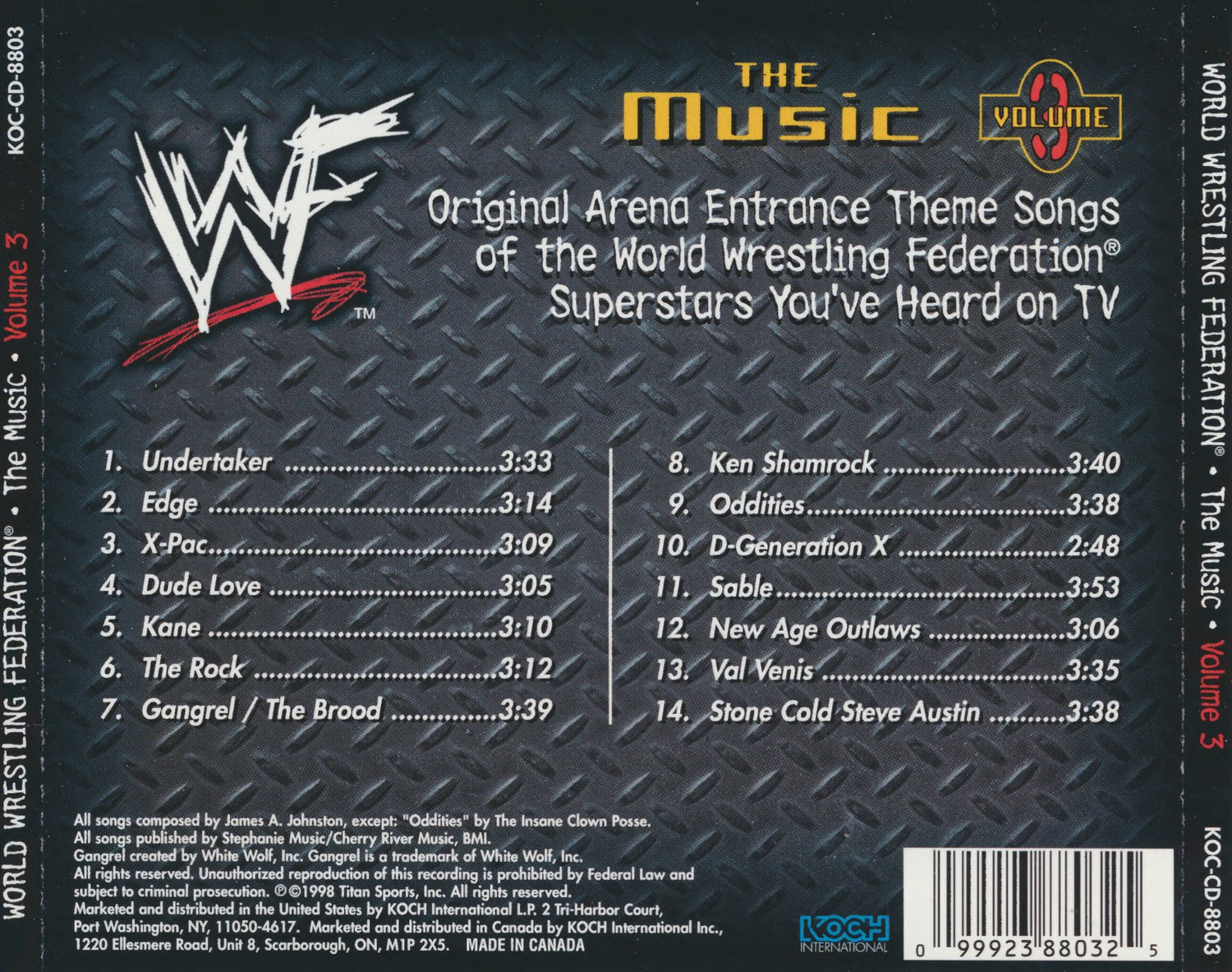 WWF The Music, Volume 3 1998 Music CDs PWcatalog
