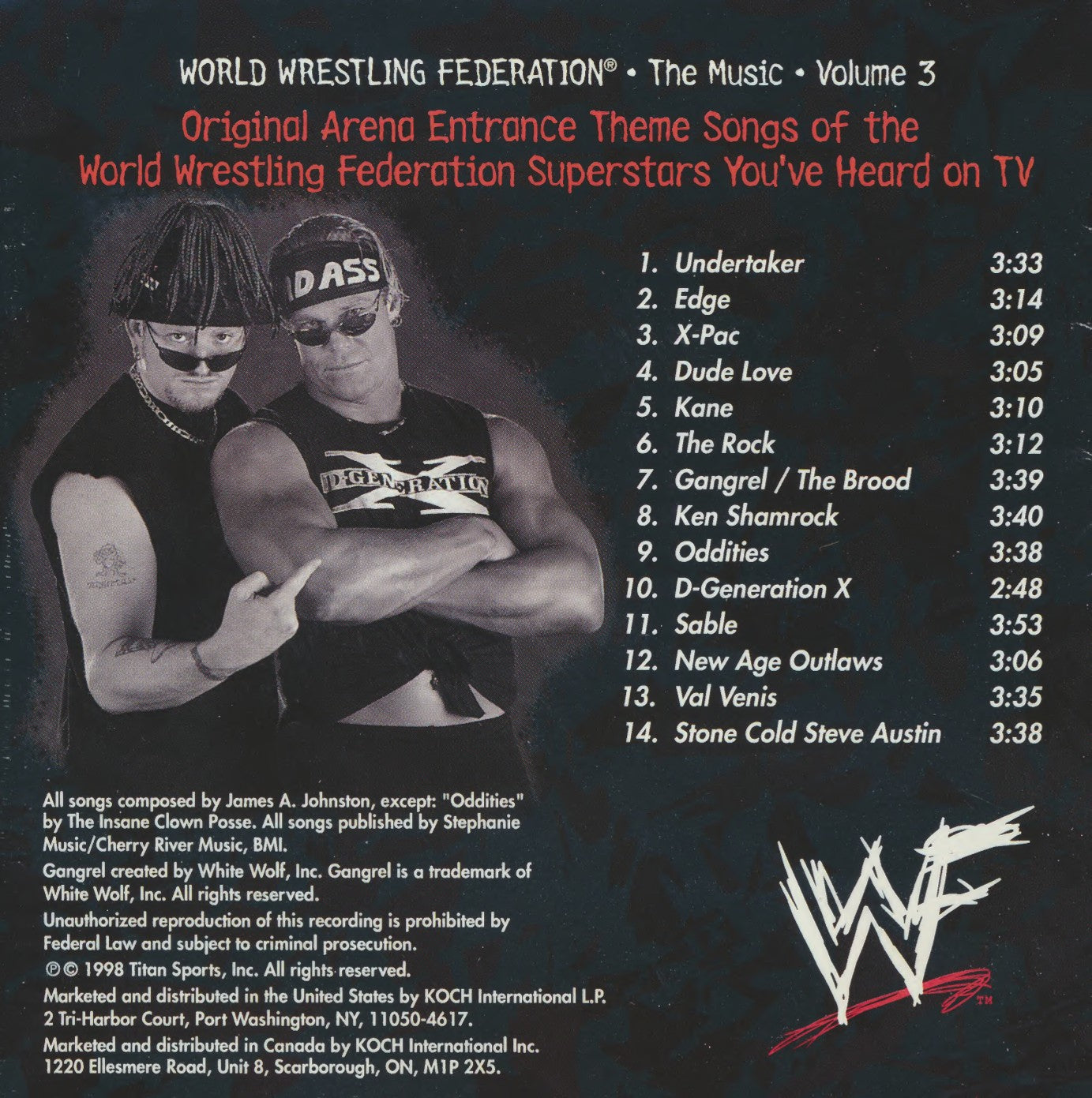 WWF The Music, Volume 3 1998 Music CDs PWcatalog