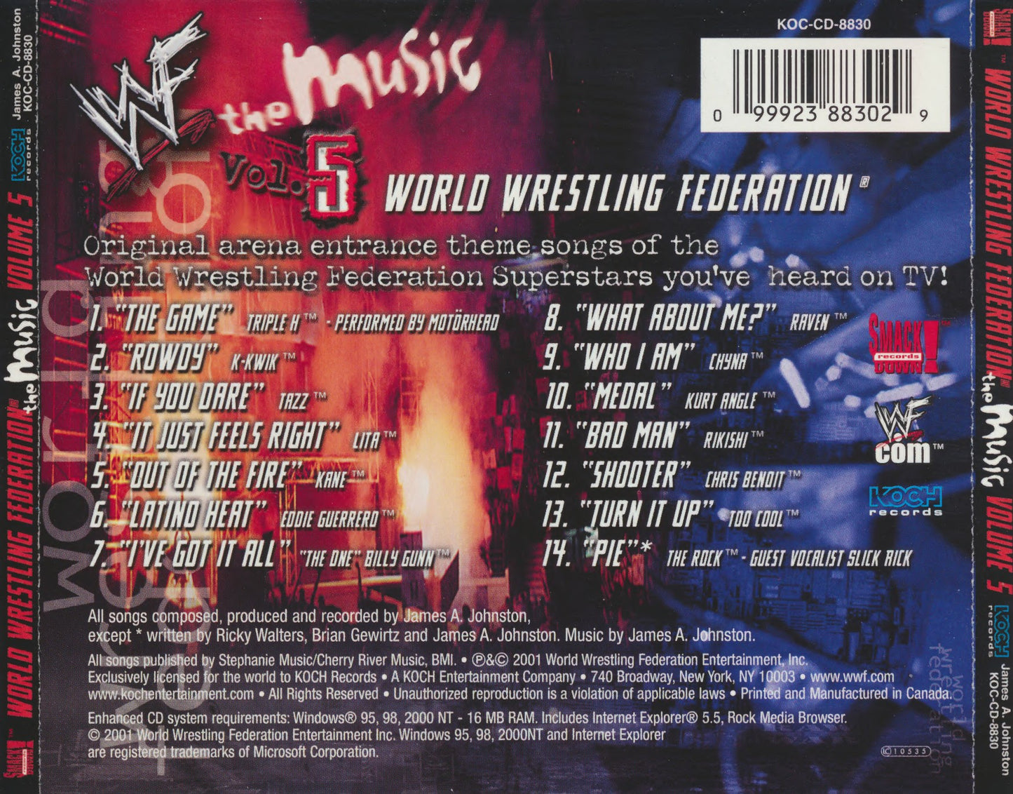 WWF The Music, Vol. 5 2001 Music CDs PWcatalog