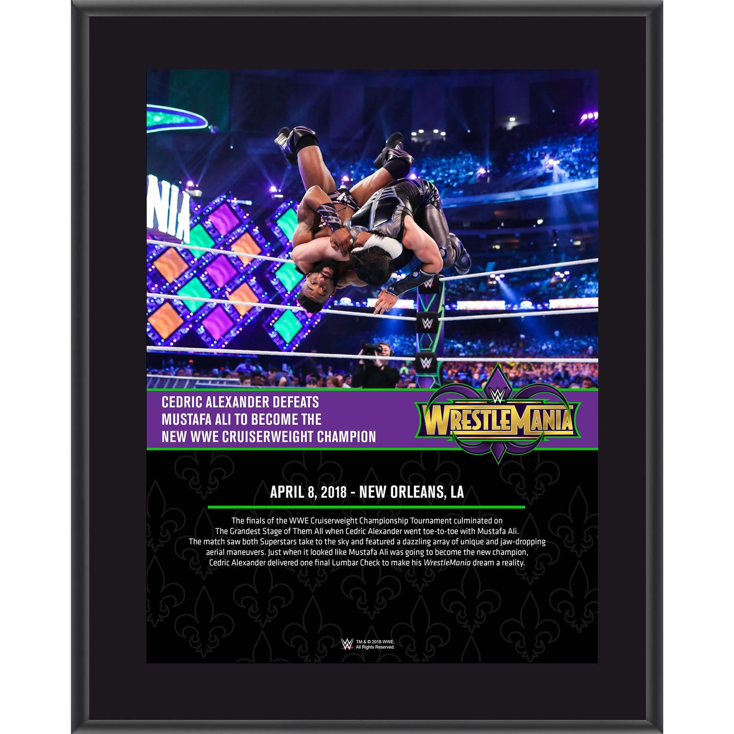 Cedric Alexander Framed 10.5" x 13" WrestleMania 34 Sublimated Plaque