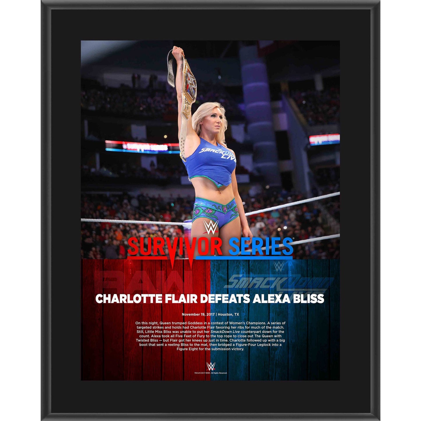 Charlotte Flair Framed 10.5" x 13" 2017 Survivor Series Sublimated Plaque