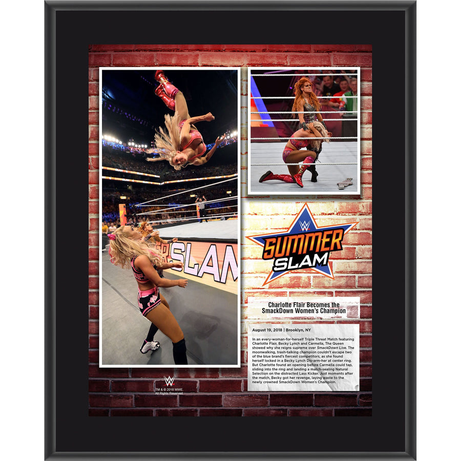 Charlotte Flair Framed 10.5" x 13" 2018 SummerSlam Sublimated Plaque