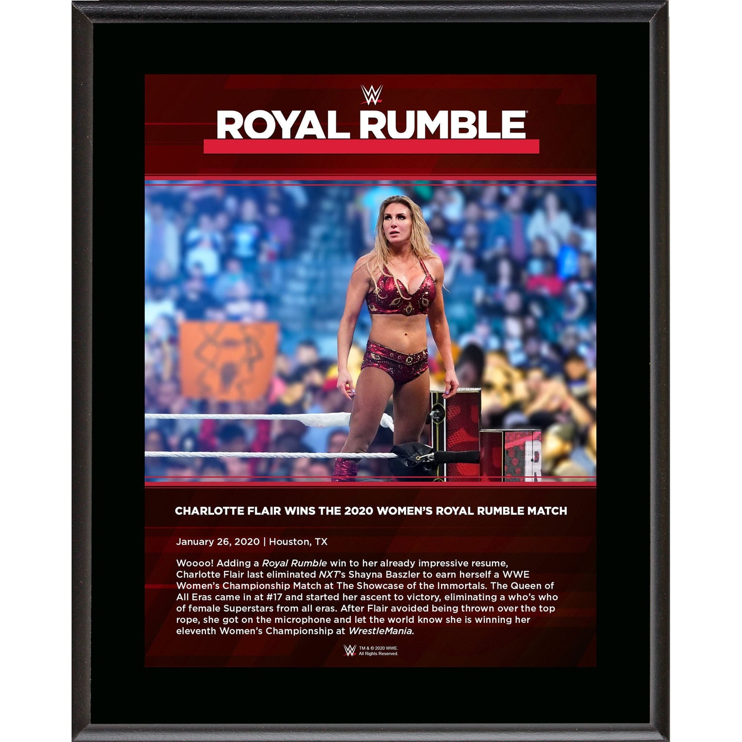 Charlotte Flair Framed 10.5" x 13" 2020 Royal Rumble Sublimated Plaque